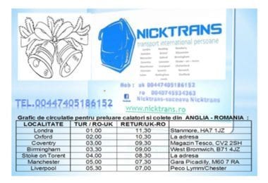 Oferim servicii de transport persoane si coletarie UK-RO & retur