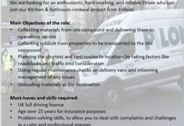 Munca Sofer Colectare Materiale De Constructii In Enfield, Londra