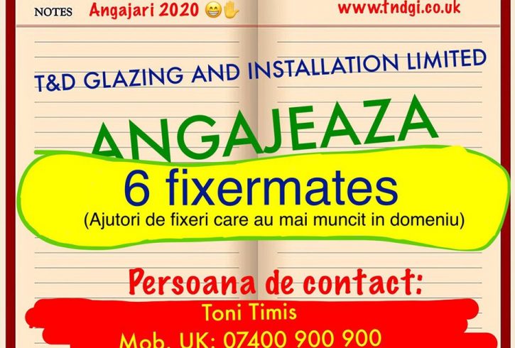 Angajam 6 fixermates la geamuri in Vauxhall Angajam 6 fixermates la geamuri in Vauxhall